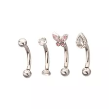 Multi-Pack CZ Butterfly Vertical Labrets 4 Pack - 16 Gauge at Spencer's