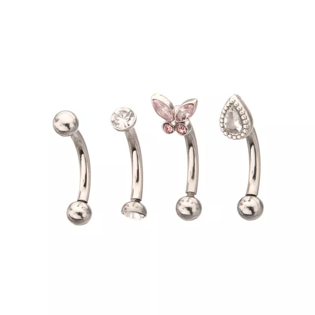 Multi-Pack CZ Butterfly Vertical Labrets 4 Pack - 16 Gauge at Spencer's