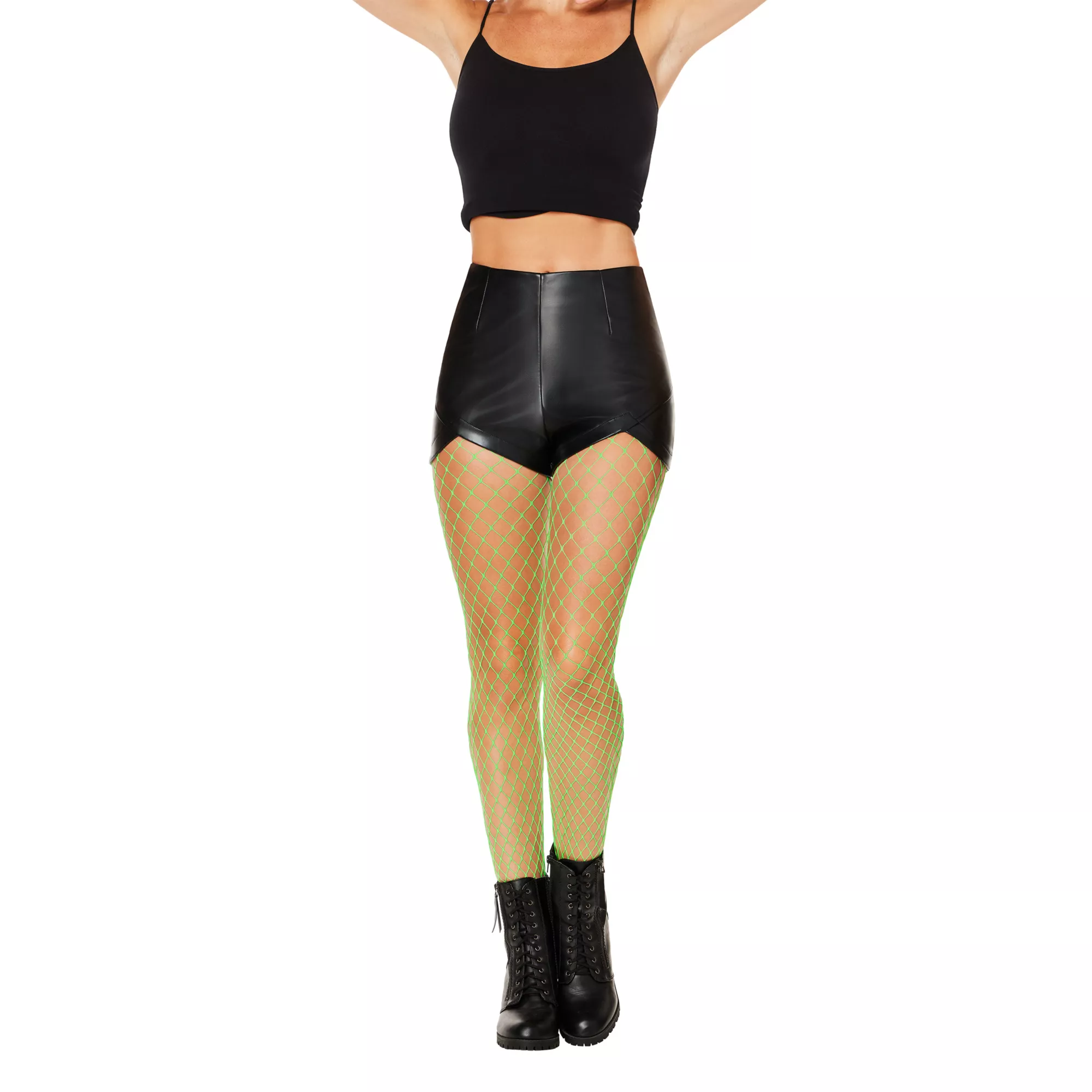 Neon Green Fishnet Tights at Spencer's