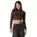 Black Lace Mesh Top at Spencer's