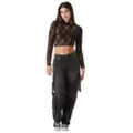 Black Lace Mesh Top at Spencer's