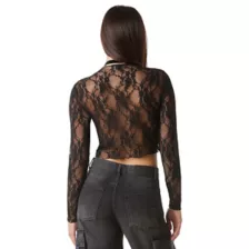 Black Lace Mesh Top at Spencer's