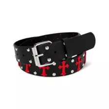 Black and Red Gothic Cross Stud Belt at Spencer's