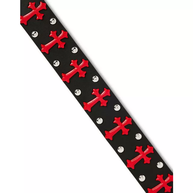 Black and Red Gothic Cross Stud Belt at Spencer's