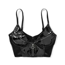 Black Pleather Zipper Bralette at Spencer's