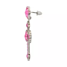 Silvertone and Pink Star Bling Cross Dangle Earrings at Spencer's