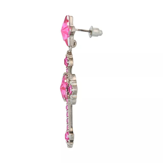 Silvertone and Pink Star Bling Cross Dangle Earrings at Spencer's