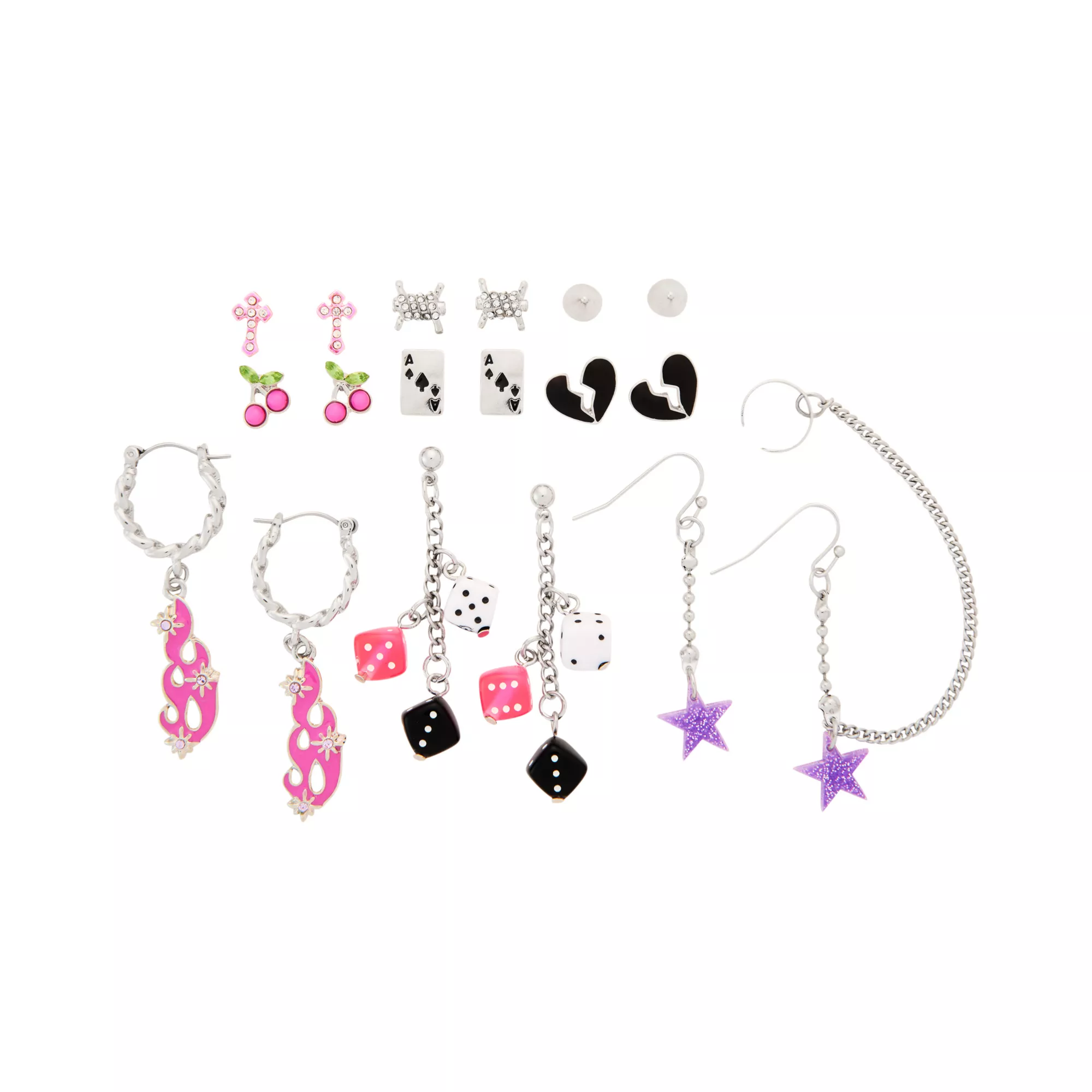 Multi-Pack Y2K Bling Stud and Dangle Earrings - 9 Pair at Spencer's