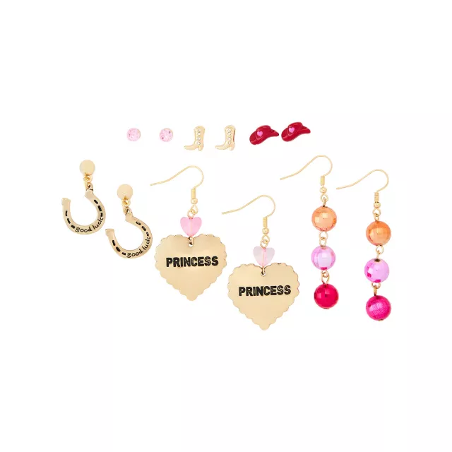 Multi-Pack Assorted Princess Stud and Dangle Earrings - 6 Pair at Spencer's