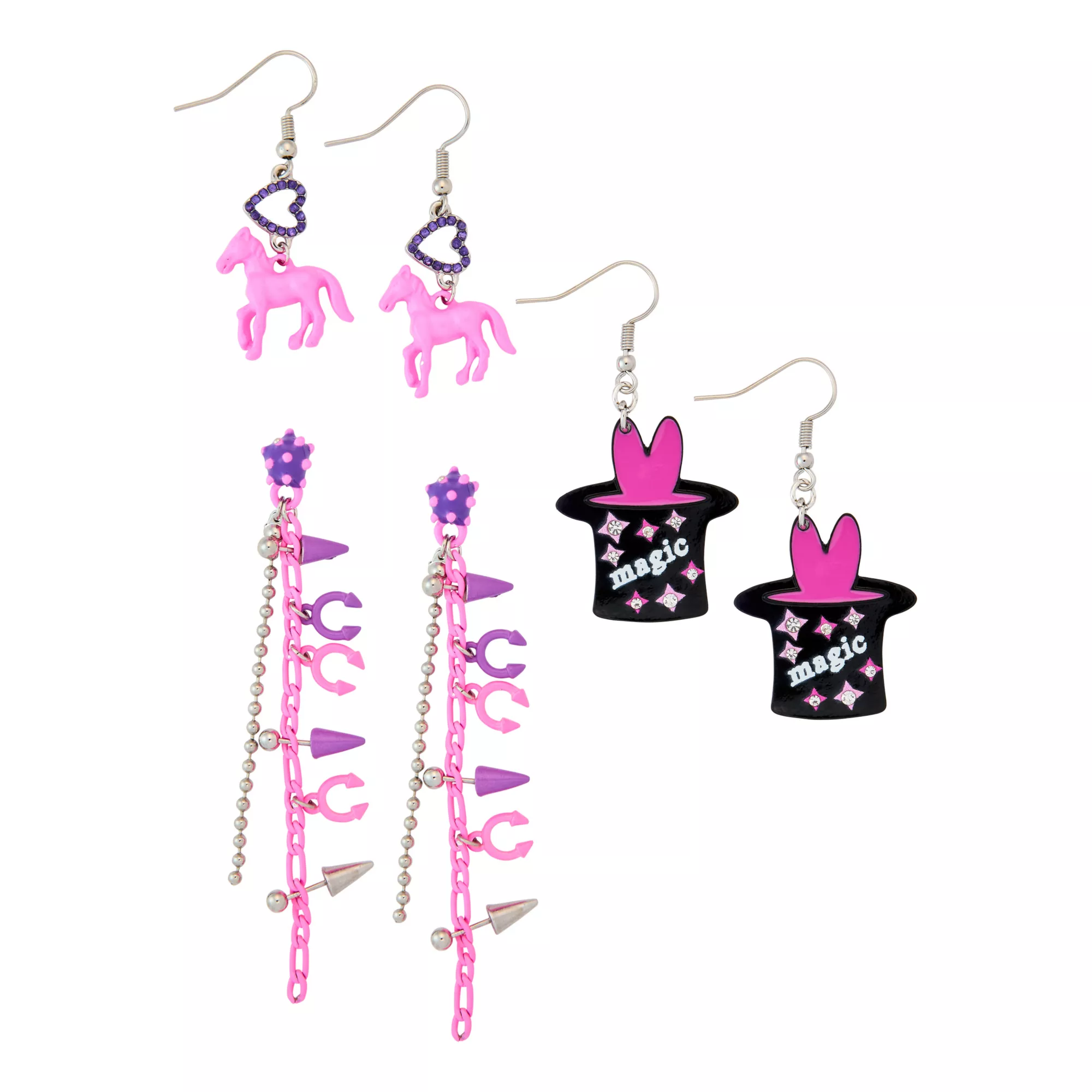 Multi-Pack Pony Magic Dangle Earrings - 3 Pair at Spencer's