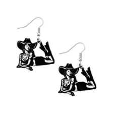 Laying Cow Girl Dangle Earrings at Spencer's