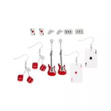Multi-Pack CZ Cherry Dice Dangle and Stud Earrings - 6 Pack at Spencer's