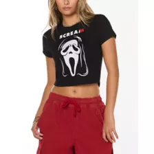 Black Ghost Face Rhinestone Baby T Shirt at Spencer's