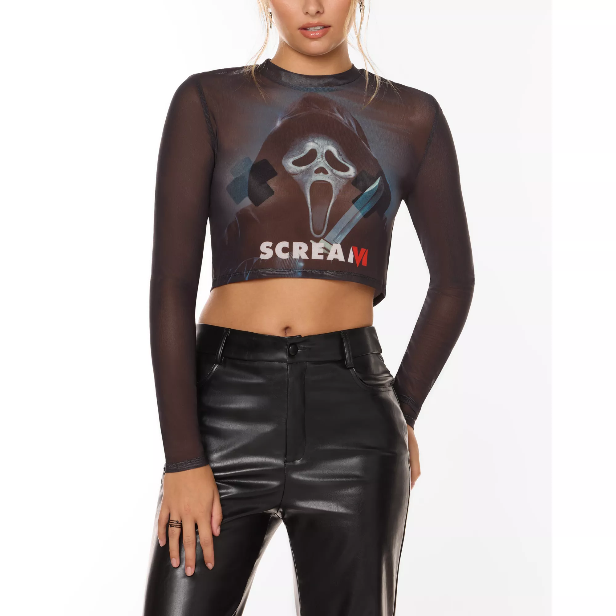 Ghost Face Long Sleeve Mesh Top - Scream VI