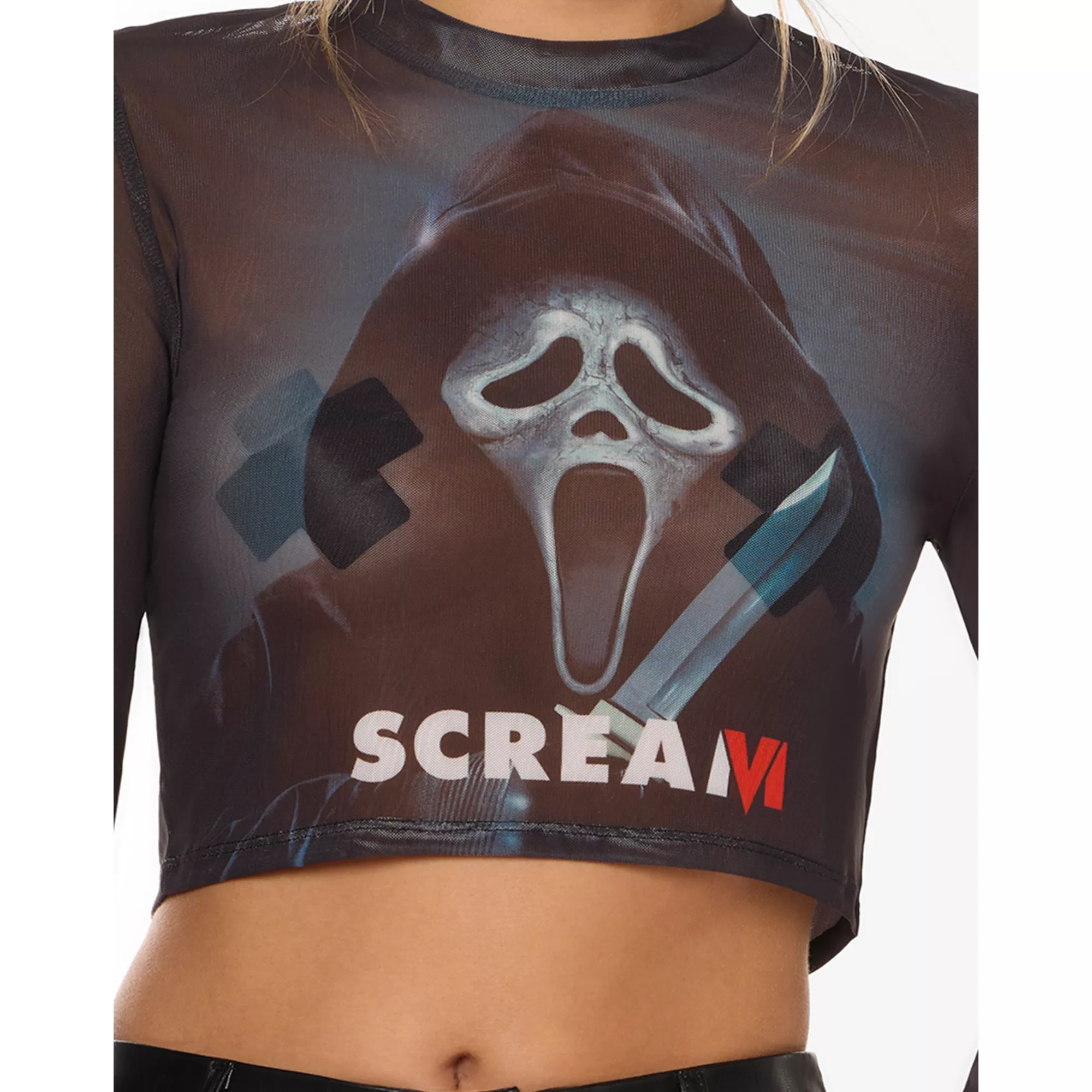 Ghost Face Long Sleeve Mesh Top - Scream VI at Spencer's