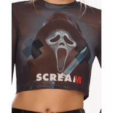 Ghost Face Long Sleeve Mesh Top - Scream VI at Spencer's