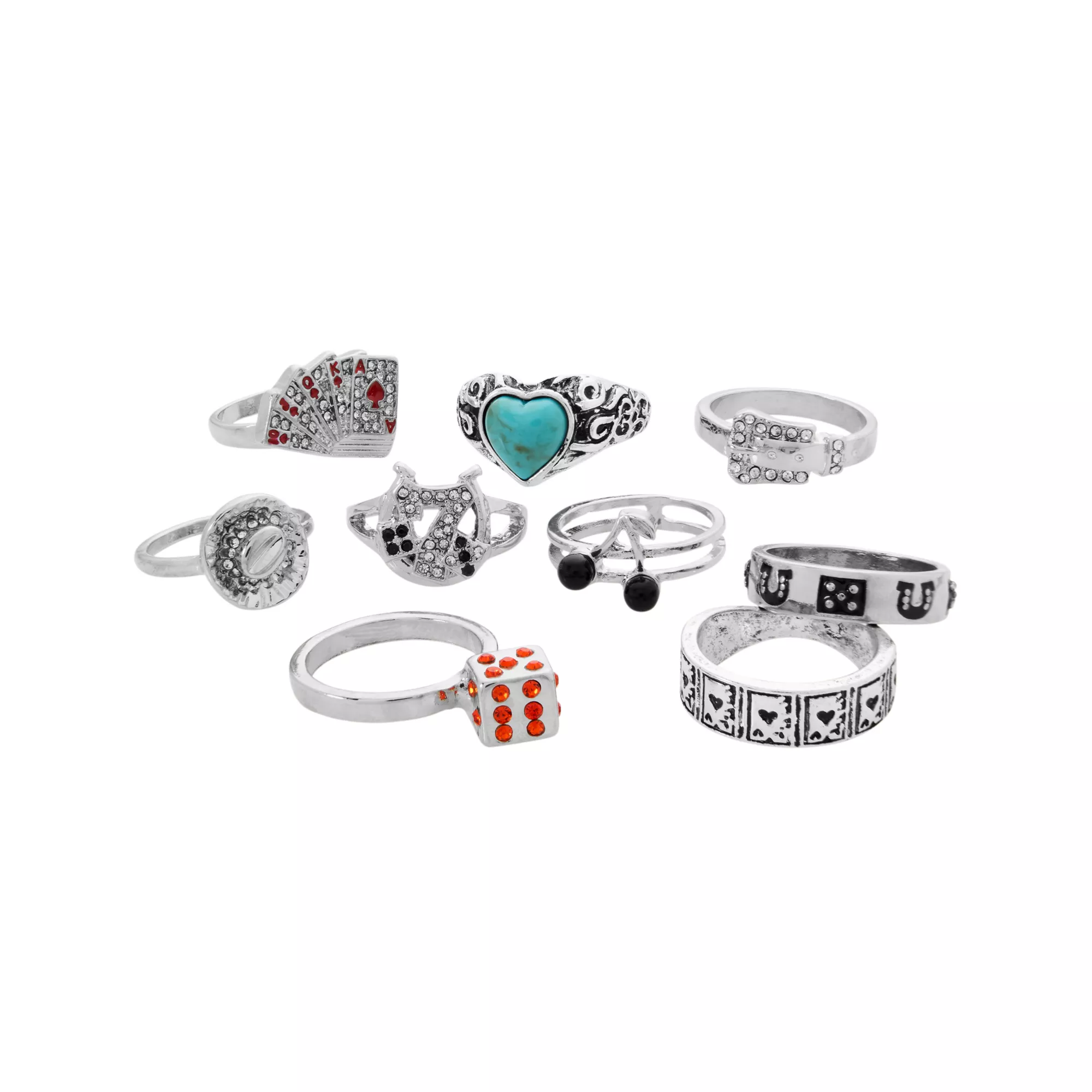 Multi-Pack CZ Playing Cards Assorted Rings - 9 Pack at Spencer's