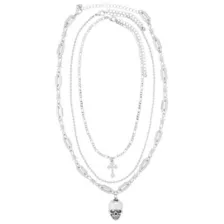 Multi-Pack Silver Cross Skull Necklace Set - 3 Pack at Spencer's