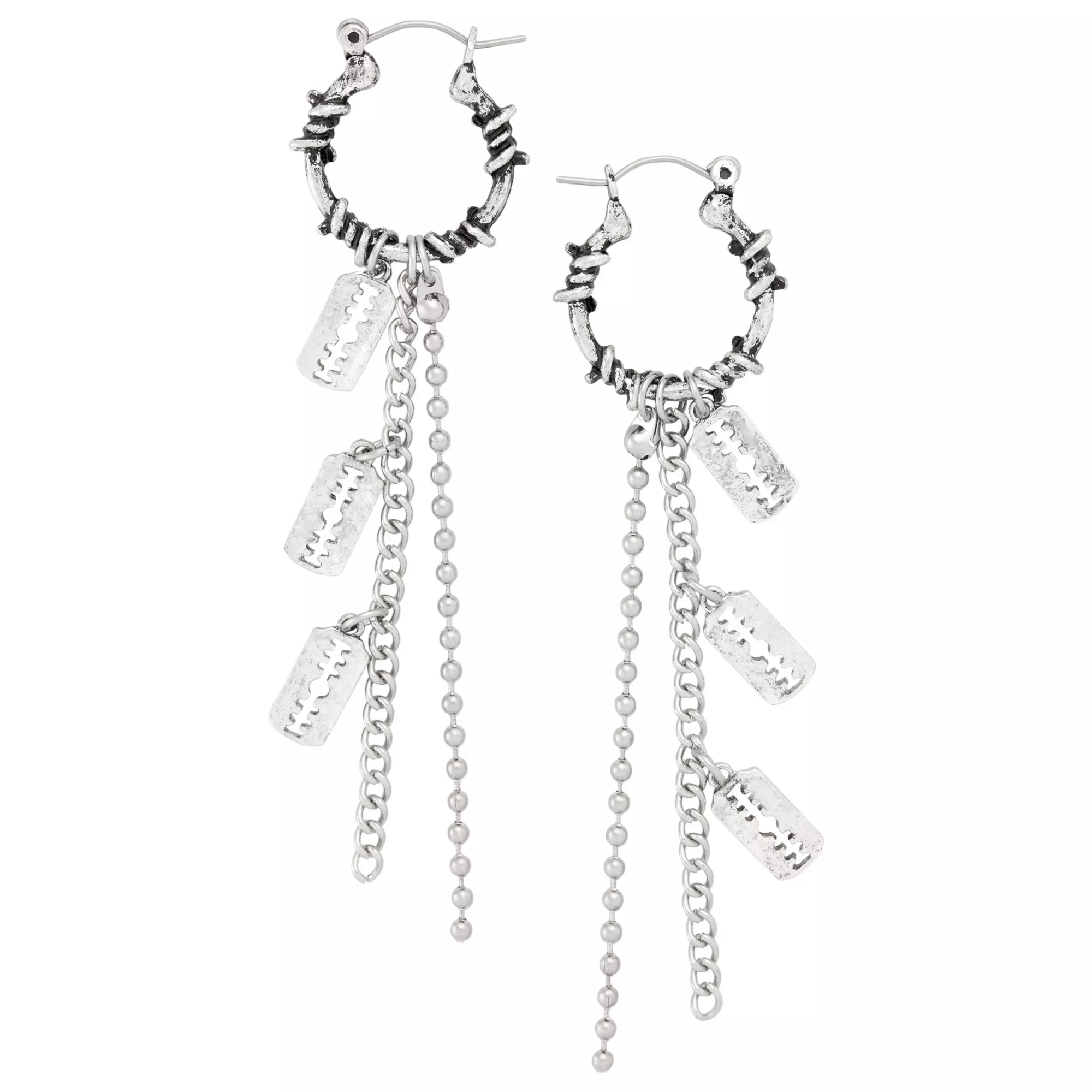 Barbed Wire Razor Blade Dangle Earrings at Spencer's