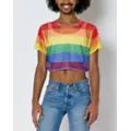 Rainbow Mesh Pride Crop Top at Spencer's