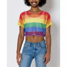 Rainbow Mesh Pride Crop Top at Spencer's