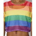 Rainbow Mesh Pride Crop Top at Spencer's