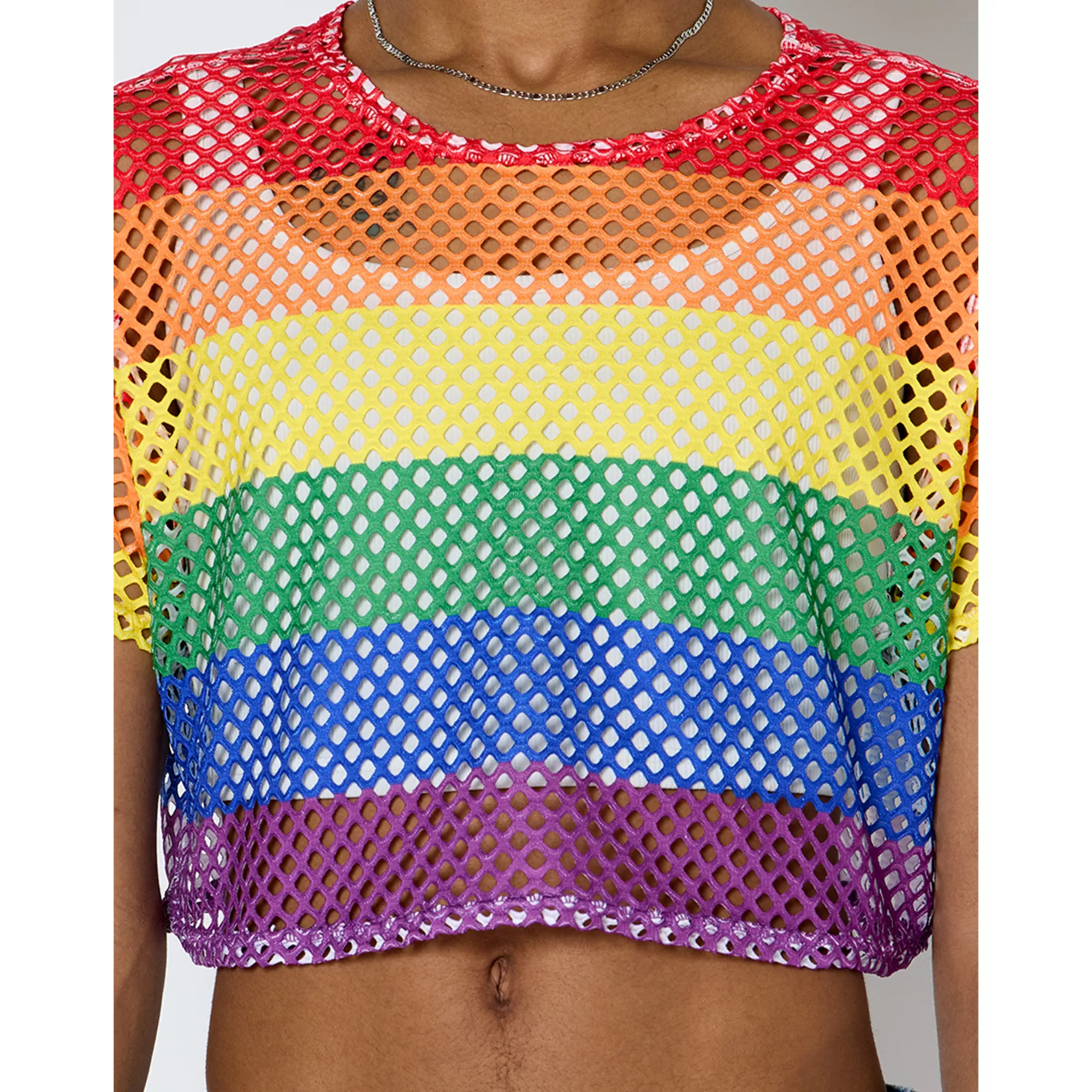 Rainbow Mesh Pride Crop Top at Spencer's