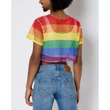 Rainbow Mesh Pride Crop Top at Spencer's