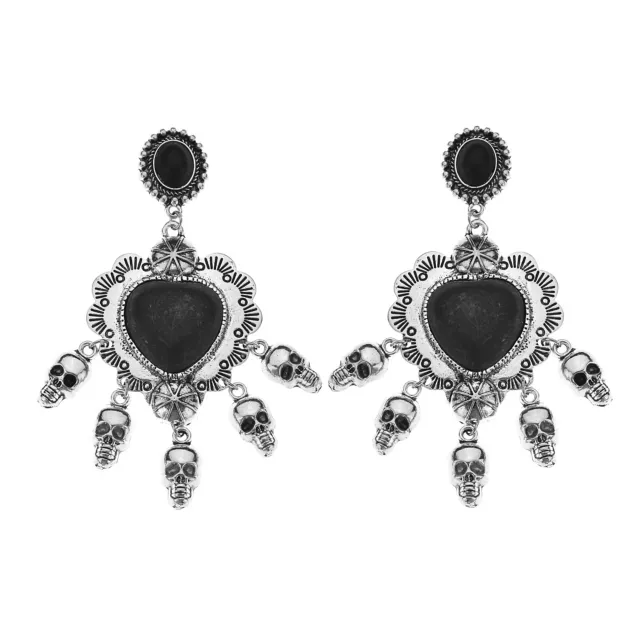 Black Grave Hearts Dangle Earrings
