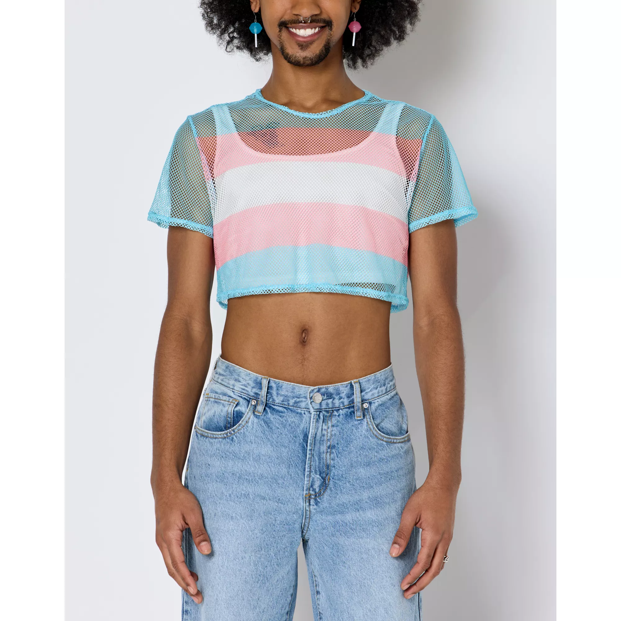 Transgender Pride Mesh Crop Top