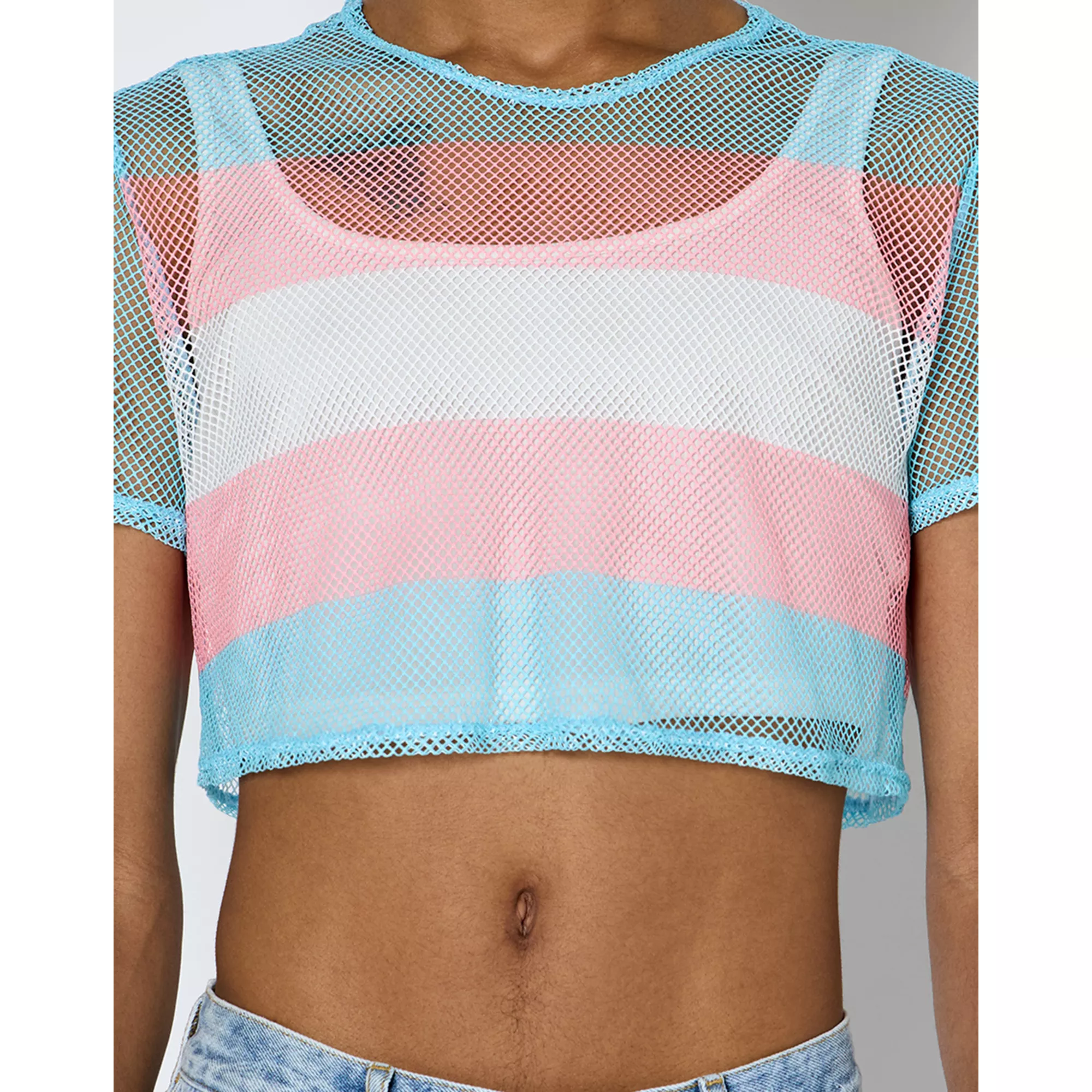 Transgender Pride Mesh Crop Top at Spencer's
