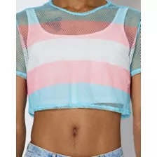 Transgender Pride Mesh Crop Top at Spencer's
