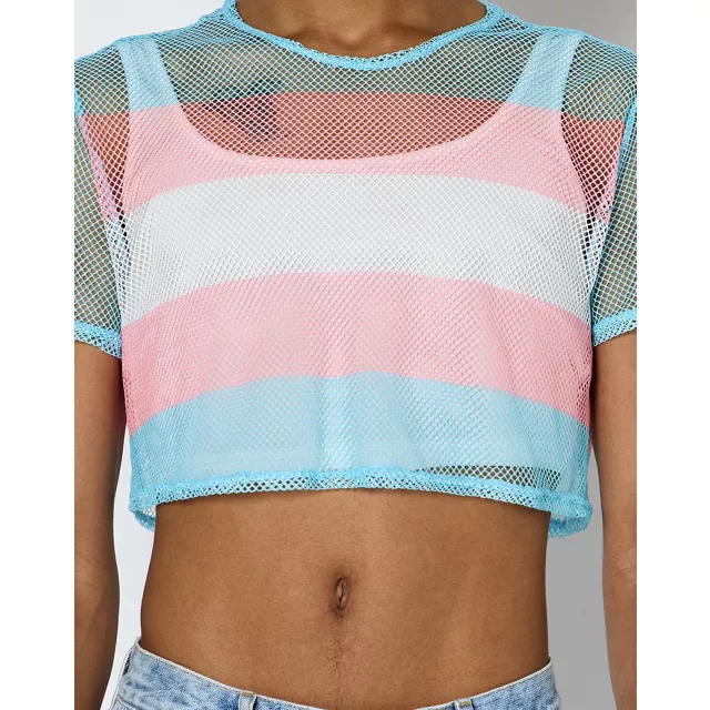 Transgender Pride Mesh Crop Top