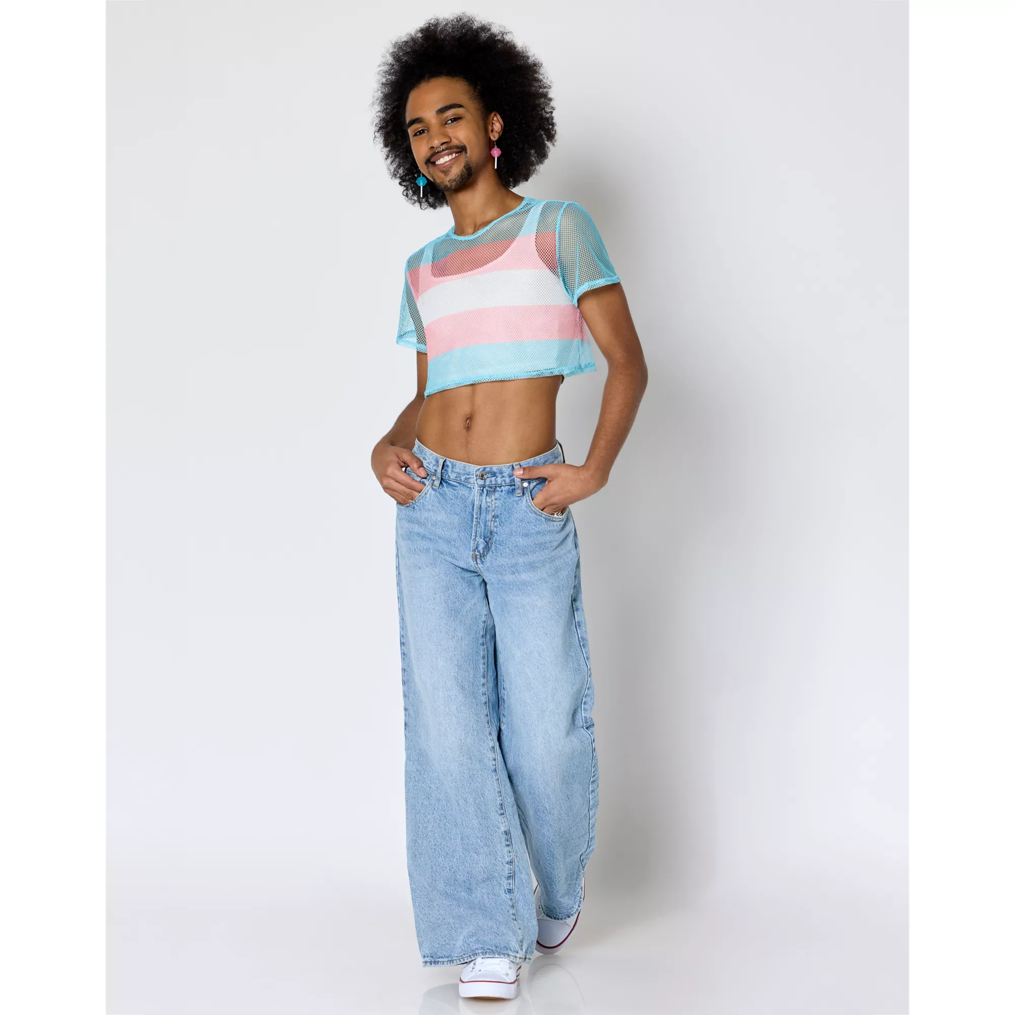 Transgender Pride Mesh Crop Top at Spencer's