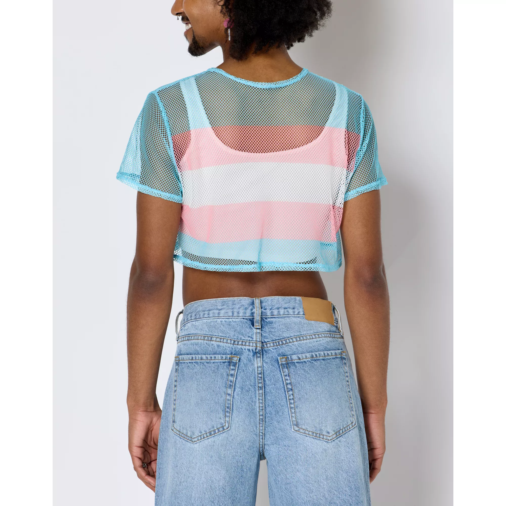 Transgender Pride Mesh Crop Top at Spencer's