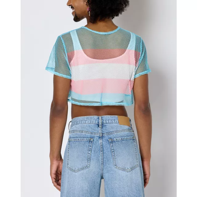 Transgender Pride Mesh Crop Top at Spencer's