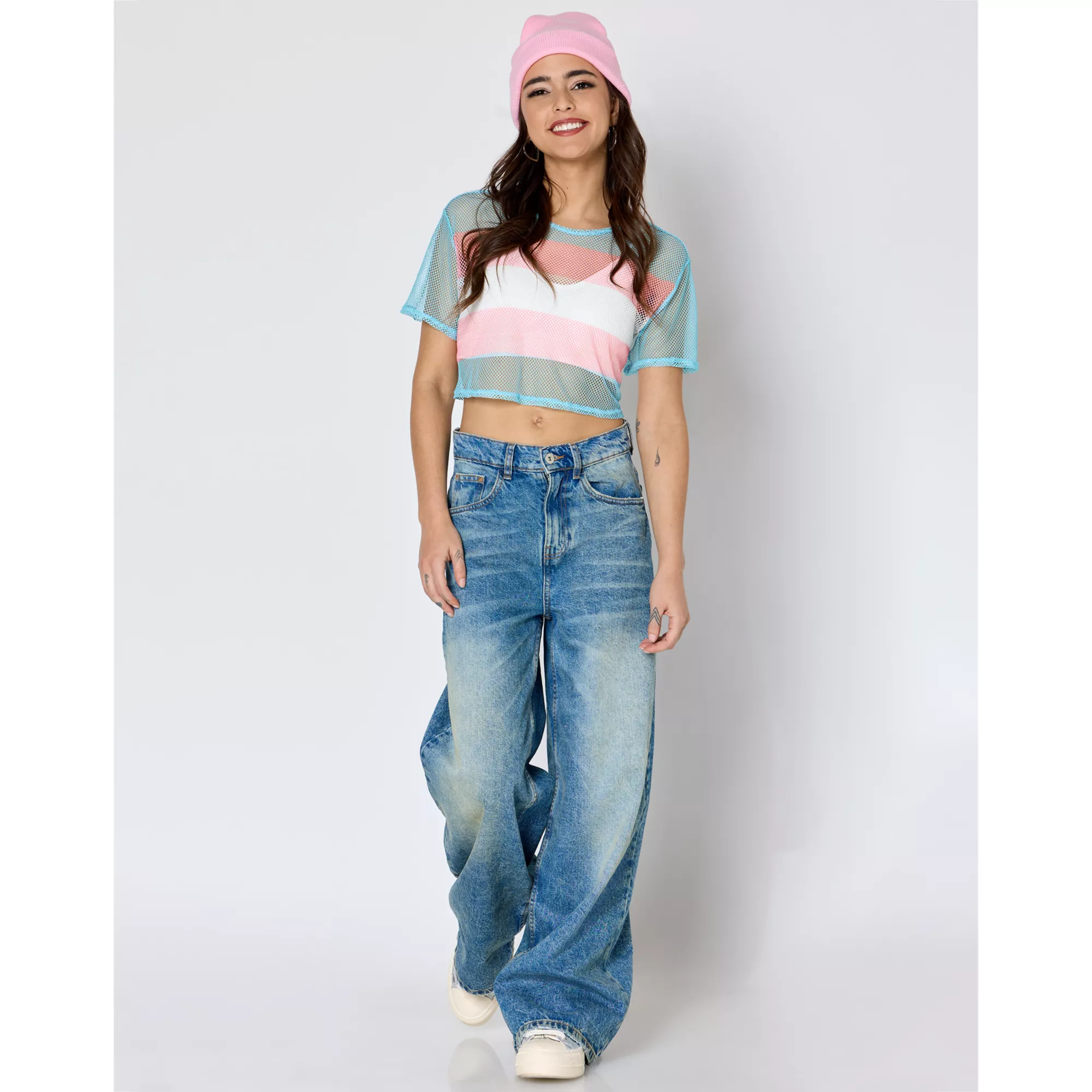 Transgender Pride Mesh Crop Top at Spencer's