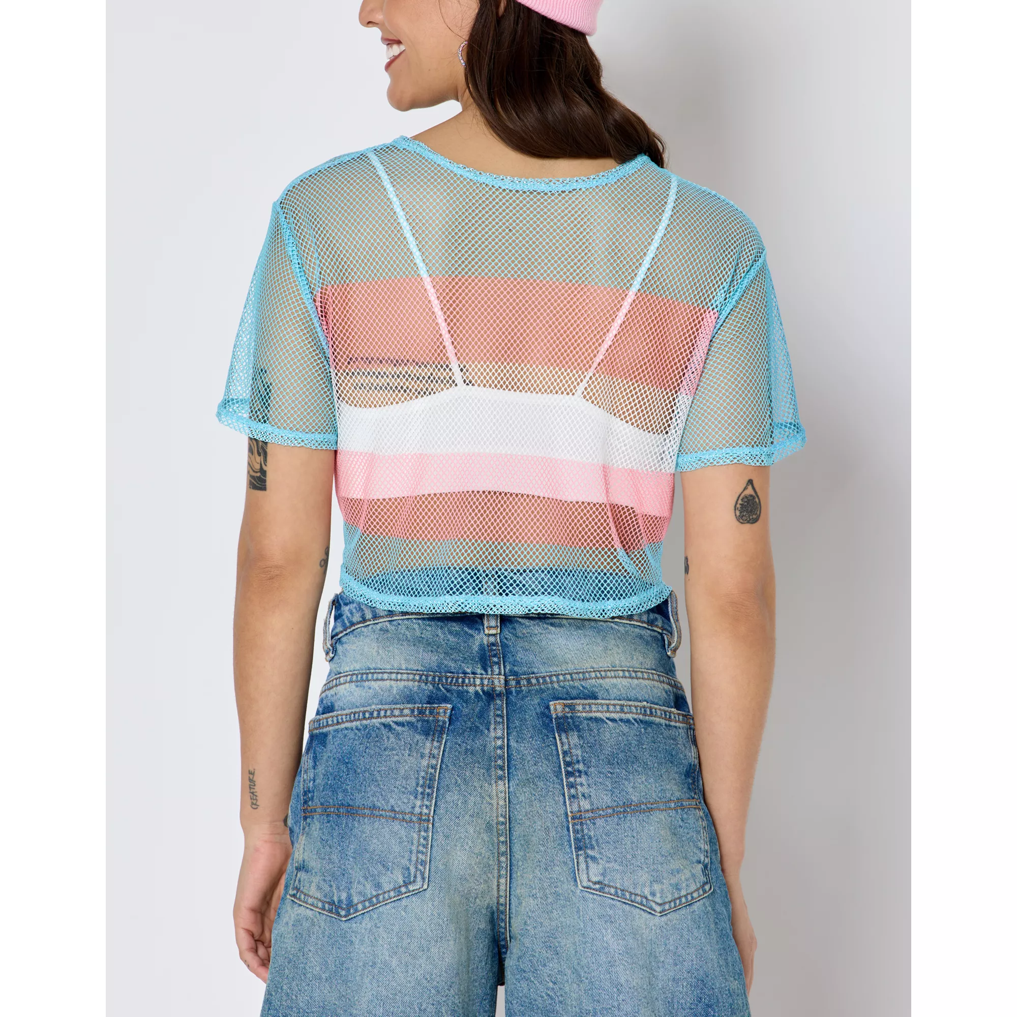 Transgender Pride Mesh Crop Top at Spencer's