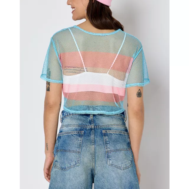 Transgender Pride Mesh Crop Top at Spencer's