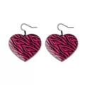 Pink Zebra Print Heart Dangle Earrings at Spencer's