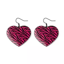 Pink Zebra Print Heart Dangle Earrings at Spencer's
