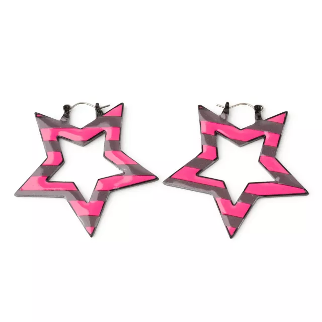 Pink Striped Star Earrings at Spencer's