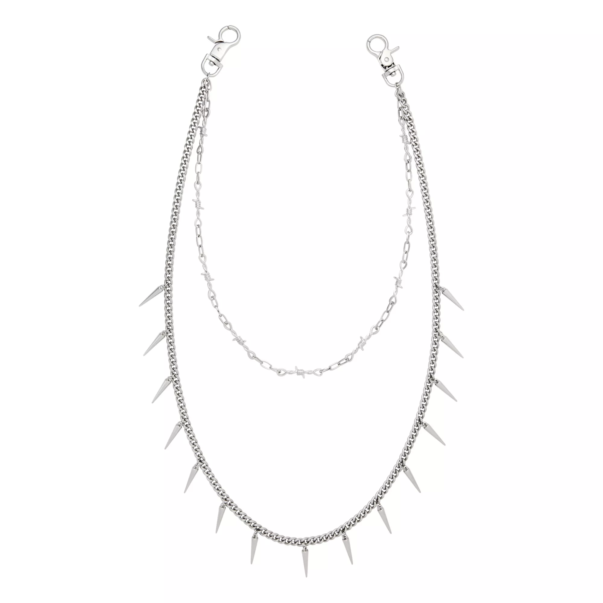 2-Row Barbed Wire and Spiked Wallet Chain at Spencer's