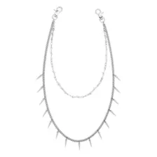 Silvertone Double Row Barbed Spike Wallet Chain at Spencer's