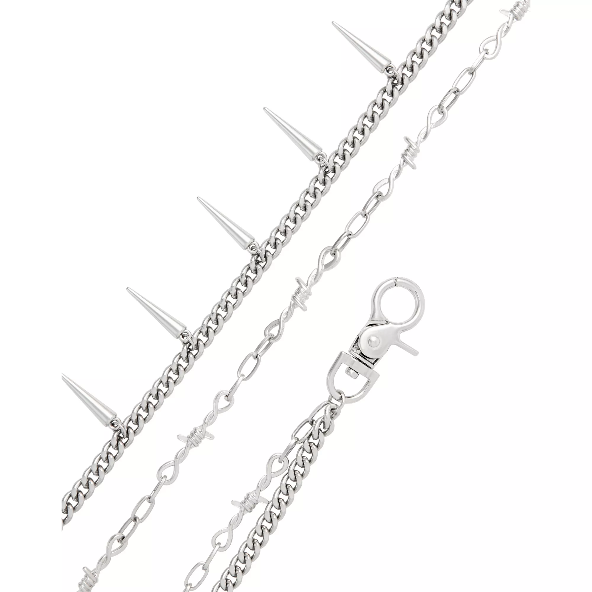 2-Row Barbed Wire and Spiked Wallet Chain at Spencer's