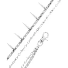 Silvertone Double Row Barbed Spike Wallet Chain at Spencer's