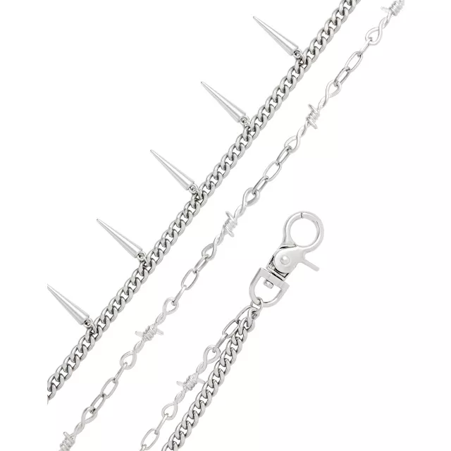 Silvertone Double Row Barbed Spike Wallet Chain at Spencer's