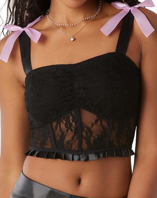 Pink Bow Cropped Corset Top