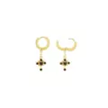 Black and Goldtone Cross Dangle Huggie Hoop Earrings at Spencer's