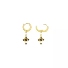 Black and Goldtone Cross Dangle Huggie Hoop Earrings at Spencer's